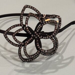 Cara Couture Black with Black Crystal Flower Headband